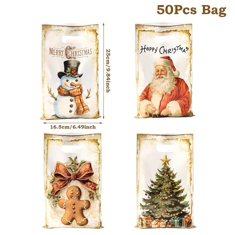 10/25/50pcs Christmas Gift Bags – Cute Santa Claus & Holiday Hand Bags