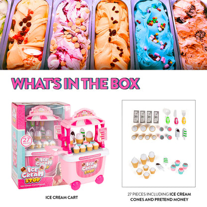 Ice Cream Cart Playset – Kids Dessert Shop & Treat Trolley