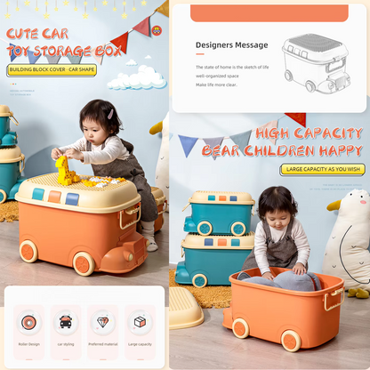 Large Kids Toy Box with Wheels – Rolling Storage Bin
