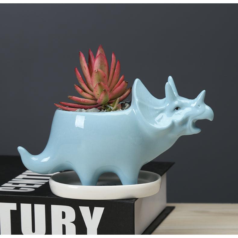 Adorable Dino Succulent Planter Pot with Drainage Tray