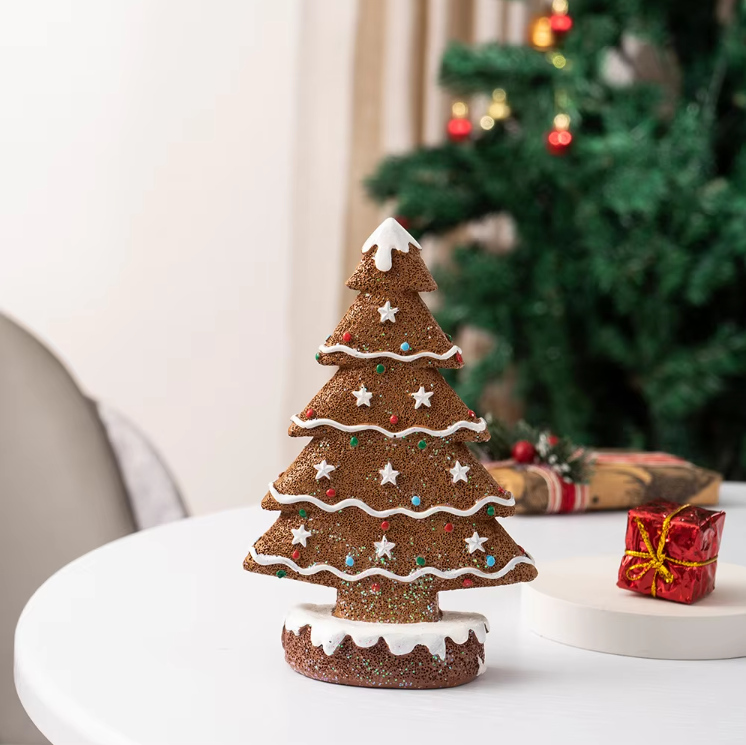 Gingerbread Christmas Tree Ornaments – Holiday Table & Shelf Decor