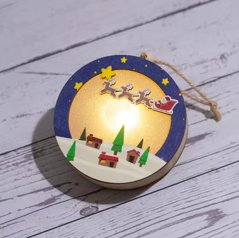 Light-Up Wooden Christmas Decor – LED Hanging Ornament