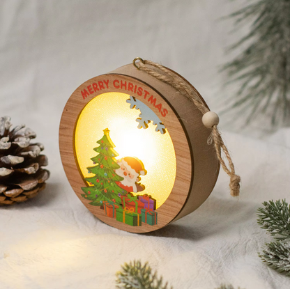 Light-Up Wooden Christmas Decor – LED Hanging Ornament