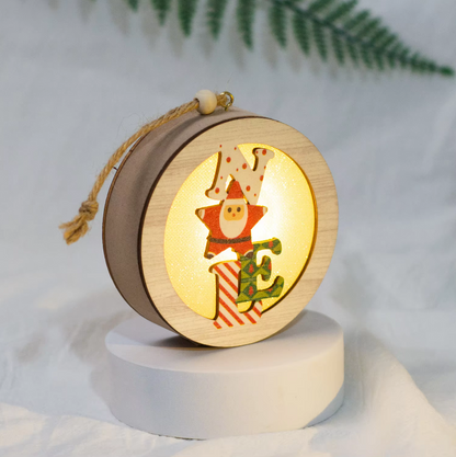 Light-Up Wooden Christmas Decor – LED Hanging Ornament