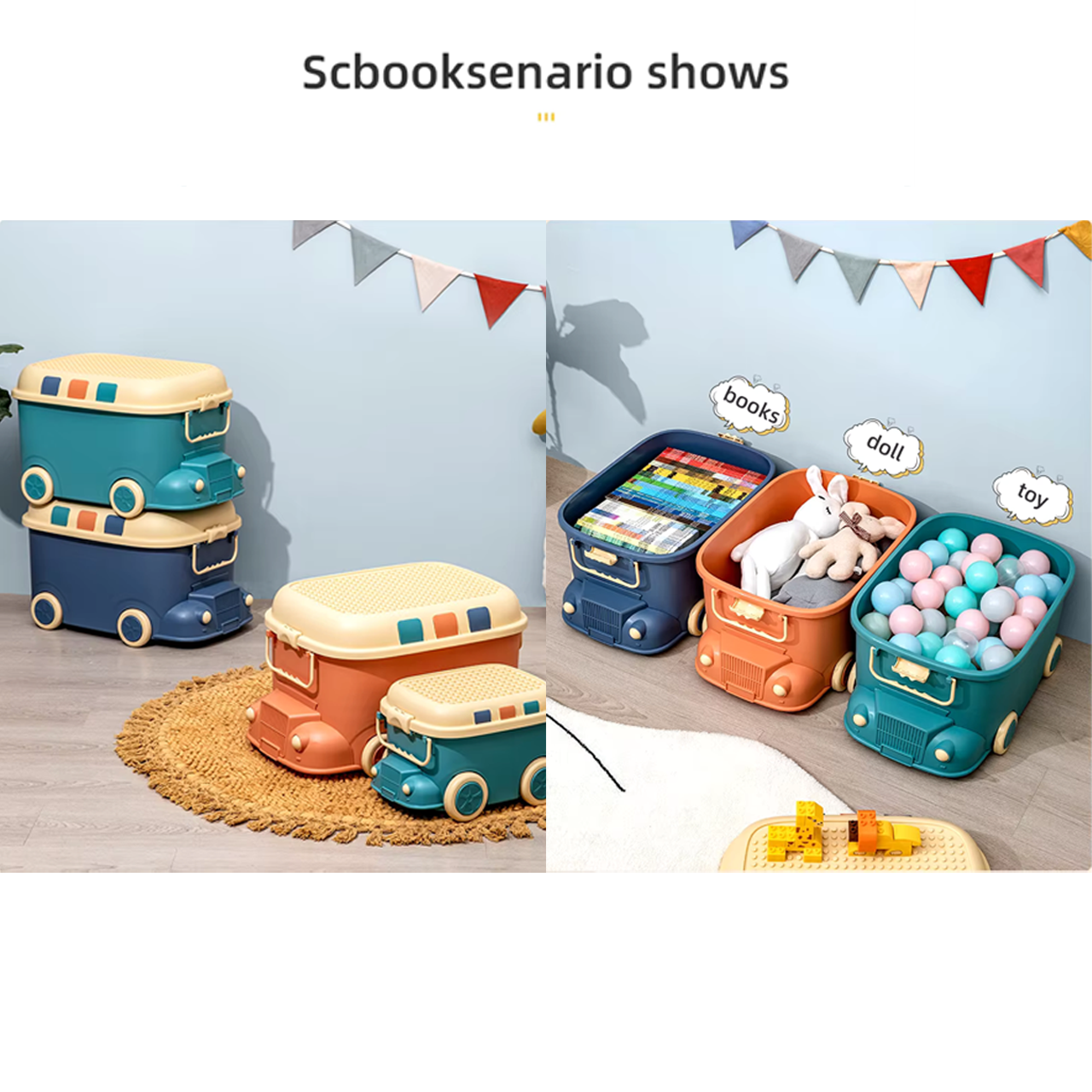 Large Kids Toy Box with Wheels – Rolling Storage Bin