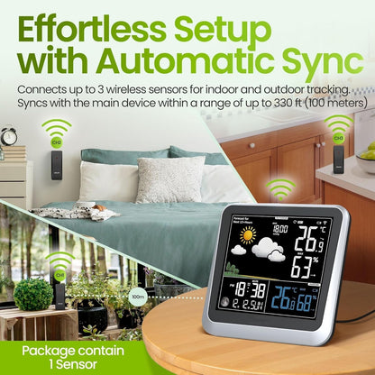 Home Weather Station & Indoor/Outdoor Thermometer Wireless – Weather Forecast, Barometer & Moon Phase Display
