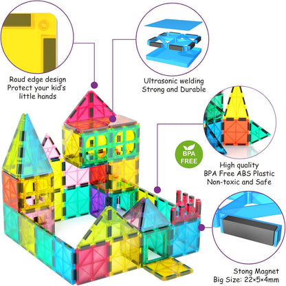108-Piece Magnetic Building Blocks Set – 3D Educational Construction Toy for Kids