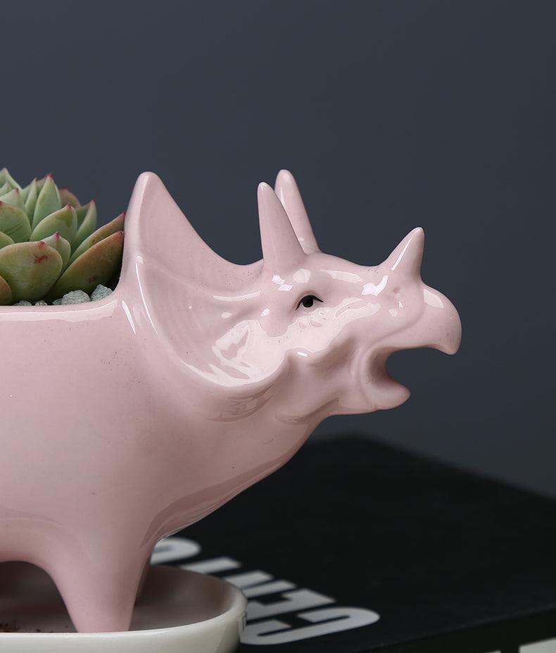 Adorable Dino Succulent Planter Pot with Drainage Tray
