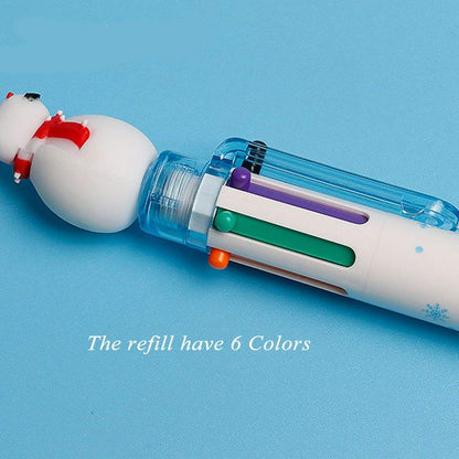 6-Piece Christmas Ballpoint Pen Set – Santa & Holiday Cartoon Pens