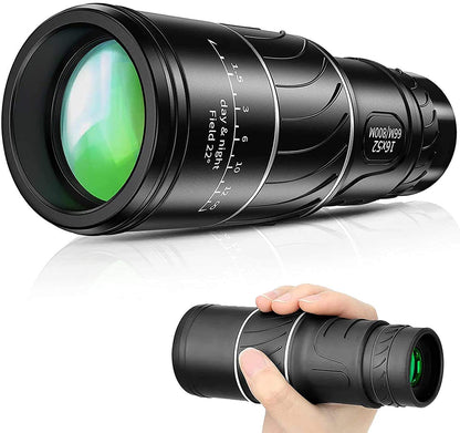 16×52 Portable Monocular Telescope for Travel, Wildlife & Outdoor Viewing