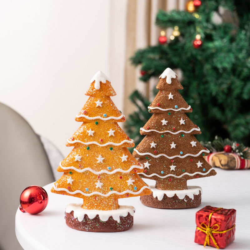 Gingerbread Christmas Tree Ornaments – Holiday Table & Shelf Decor