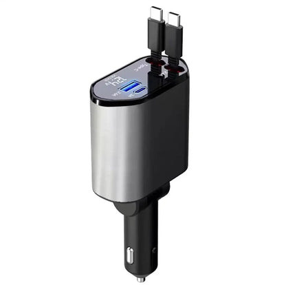 4-in-1 Super Fast Car Charging Cable – Multi USB Charger with Type-C, Lightning & Micro USB Connectors