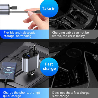 4-in-1 Super Fast Car Charging Cable – Multi USB Charger with Type-C, Lightning & Micro USB Connectors