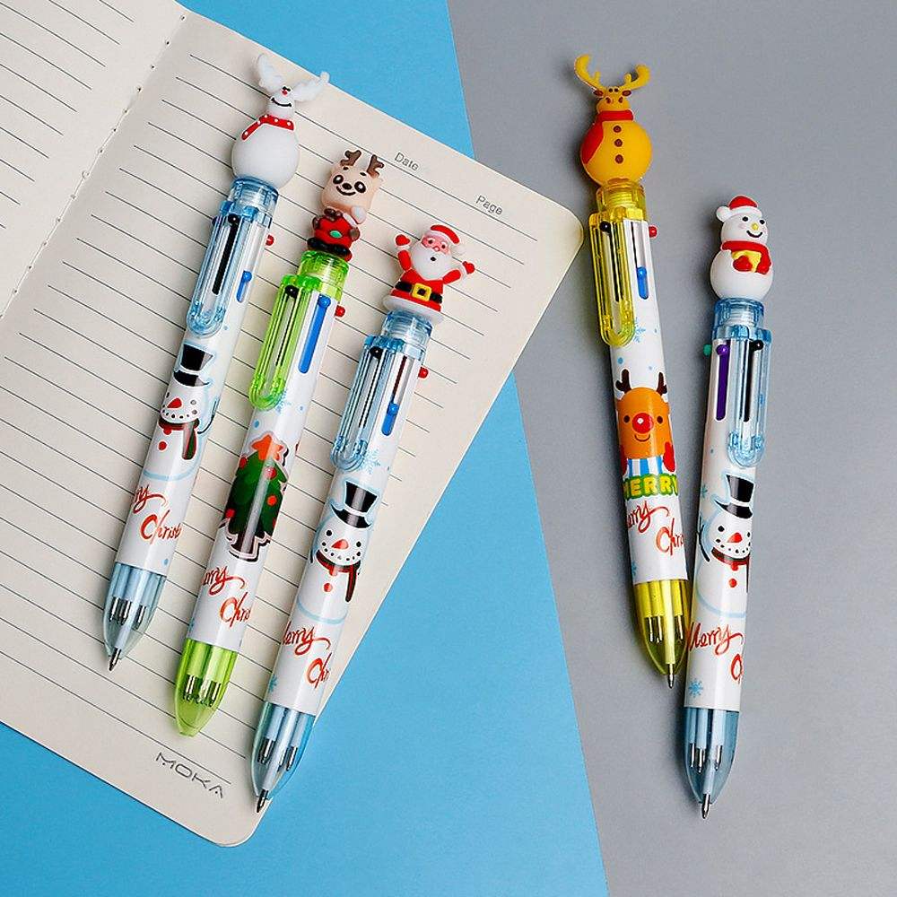 6-Piece Christmas Ballpoint Pen Set – Santa & Holiday Cartoon Pens