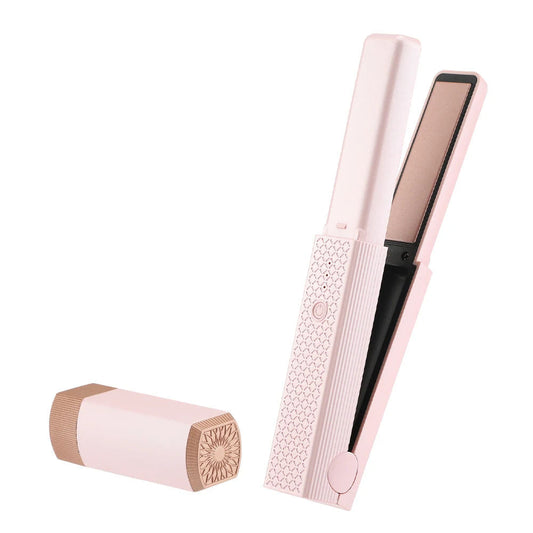 Cordless USB Mini Hair Straightener & Curler with Ceramic Plates