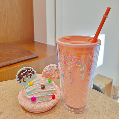 Ice Cream Parfait Tumbler – Insulated Sipper Cup with Straw