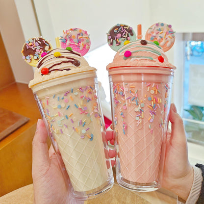 Ice Cream Parfait Tumbler – Insulated Sipper Cup with Straw