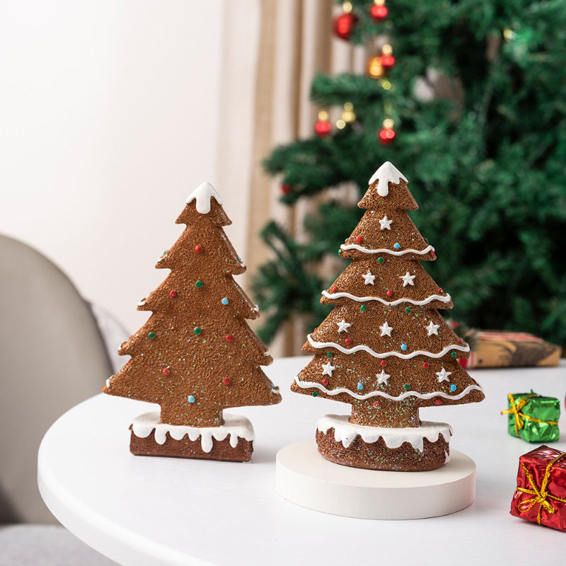 Gingerbread Christmas Tree Ornaments – Holiday Table & Shelf Decor