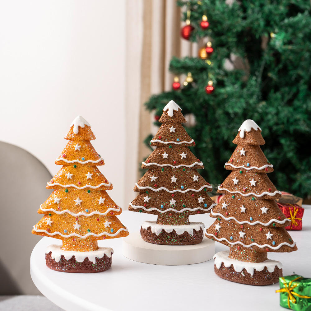 Gingerbread Christmas Tree Ornaments – Holiday Table & Shelf Decor