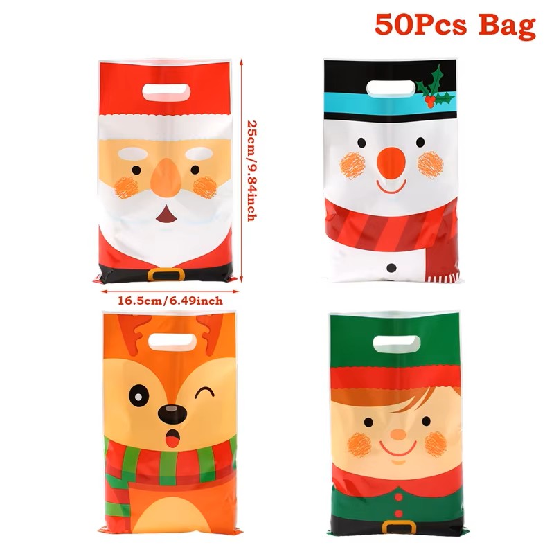 10/25/50pcs Christmas Gift Bags – Cute Santa Claus & Holiday Hand Bags