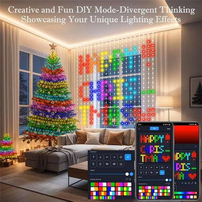 400–800 LED RGB Smart Curtain Lights – Music Sync, App & Remote Control Party Lights