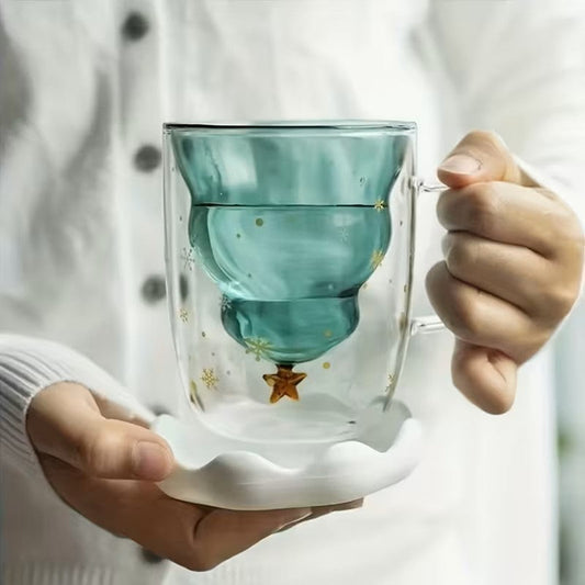 Elegant Christmas Glass Coffee Cup