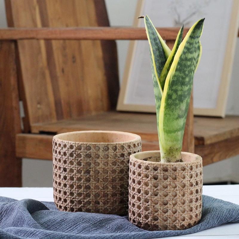 RattanWeave™ Concrete Planter